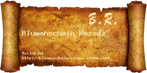 Blumenschein Rezső névjegykártya